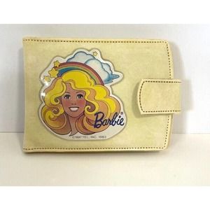 Vintage 1983 Mattel Barbie Doll Wallet A4 Retro Vinyl White Bi-Fold Girl Rainbow
